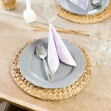 HMF Tischset rund geflochten aus Wasserhyazinthe, Platzset abwaschbar, 4er Set, 35 cm