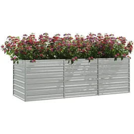 vidaXL Garten-Hochbeet verzinkter Stahl rechteckig 240 x 80 x 77 cm Silber 