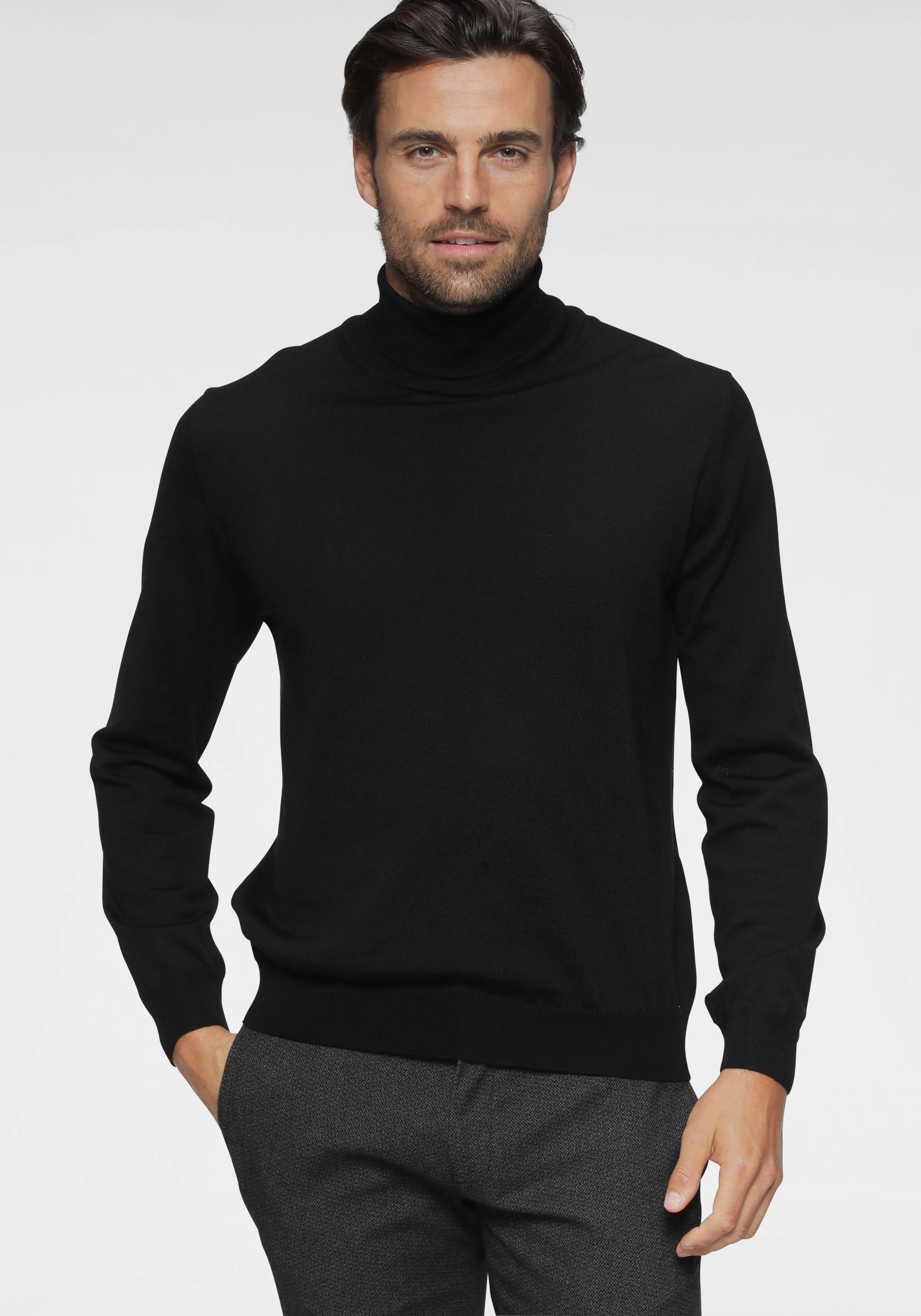 OLYMP Rollkragenpullover »OLYMP Strick Casual«, Strick Business OLYMP schwarz L