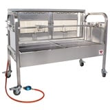 Beeketal 'BSG-120G' Gasgrill Spanferkelgrill aus Edelstahl mit Motor und Spieß (3-fach verstellbar), Gas Brenner mit Piezozündung, Grillwagen mit bremsbaren 360° Rollen, extra Holzkohlewanne