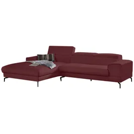 W.Schillig Ecksofa »piedroo, Designsofa mit tollem Sitzkomfort, L-Form«, Kopfteilverstellung, wahlweise mit Sitztiefenverstellung, Breite 303cm rot