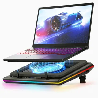 llano RGB Gaming Laptop Kühler Kühlpad mit Touch-Bedienung stufenloser Geschwindigkeit &14cm Extra-groß Leistungsstarker Turbo-Lüfter Dichtungsschaum 3-Port-USB-Hub für 15-19 Zoll Notebook