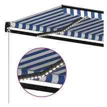 vidaXL LED Gelenkarmmarkise 400 x 300 cm blau/weiß