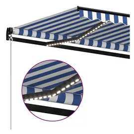 vidaXL LED Gelenkarmmarkise 400 x 300 cm blau/weiß