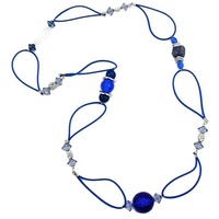 Gallay Perlenkette Kunststoffperlen blau transparent silberfarben Vollgummi blau 90cm (1-tlg) blau