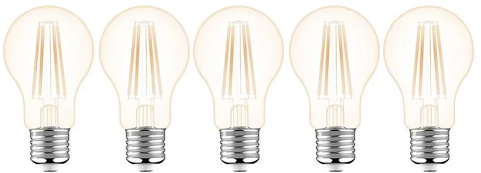 LED-Glühlampen-Set Filament LED's Light - Klassisch A60 E27 7W 806lm 2700K Klar - 5 Stück LEDs Light