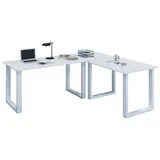 VCM Eckschreibtisch Lona 190x190x50 U-Füße Weiß/Weiß