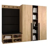 ABIKS MÖBEL Garderoben-Set MIRO Set 8, Garderobe mit gepolsterten Paneelen, Modern Design schwarz