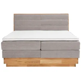 OTTO home Boxspringbett OTTO HOME "Jenna", grau (argento), B:184cm L:216cm, Komplettbetten, Boxspringbett, ohne LED-Beleuchtung, mit zertifizierten, recycelten Bezugsstoffen