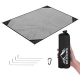 EKKONG Picknickdecke Wasserdicht, Ultraleicht, Kleines Packmaß - Ideal für Ground Sheet, Pocket Blanket, Stranddecke, Taschendecke, Campingdecke, Sitzunterlage (200cm*200cm, Schwarz&Grau)