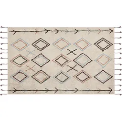 Teppich Baumwolle beige 140 x 200 cm geometrisches Muster CORUM