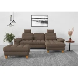 sit&more Ecksofa SIT & MORE "Westham L-Form", braun (chocco), B:275cm H:88cm T:172cm, 100% Polyester, Sofas, Ecksofa, mit Recamiere, mit oder ohne Bettfunktion, Bettkasten, Füße Eiche