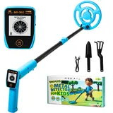 Smofrees Metalldetektor Kinder, über USB Aufladbarer Kinder Metalldetektor mit Einfachem Display, 7,36" Plus-Suchspule, 24"-34" Verstellbare, Outdoor-Spielzeug für Kinder von 8 bis 12 Jahren, Blau