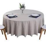 BHOMTY Runde schmutzabweisende Tischdecke Baumwoll-Leinen-Tischdecke Wasserfeste, Pflegeleichte Oberfläche Hellbraun Durchmesser 160 cm