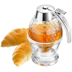 Honigglas WESTMARK "Deluxe", silber (silberfarben, transparent), H:14cm, Glas, Metall, Lebensmittelaufbewahrungsbehälter