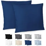 Dreamzie Kissenbezug 80x80 2er Set - Kopfkissenbezug 80x80 Dunkelblau mit Reißverschluss aus Mikrofaser Weich, 80x80 cm Pillow Cover