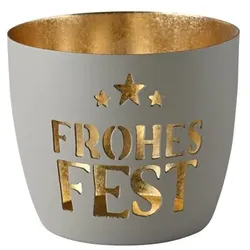 Madras Windlicht Frohes Fest flanell/gold