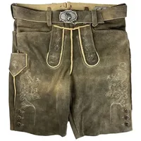 Buchberger Leder Trachtenlederhose 'Schorsch 1' mit Gürtel, Ziegenvelours Granit braun 56