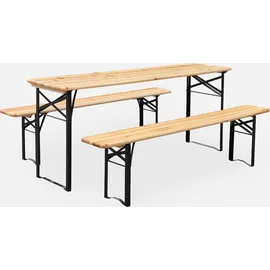 sweeek - Holztisch Mit 2 Sitzbänken 180cm