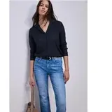 Street One Langarm Jacke mit V-Neck - Blau
