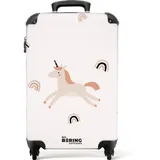 NoBoringSuitcases.com© Kinderkoffer Einhorn - Regenbogen - Muster - Mädchen - Design 55x35x20cm, 4 Rollen, Kinder Koffer Klein, Trolley Handgepäck, Reisekoffer bunt 35 cm x 55 cm x 20 cm
