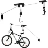 Wiltec Fahrradlift Deckenhalter 20kg, 4 m Deckenhöhe, Fahrradgarage Halterung für Bikes, Fahrradhalter mit Seilzug