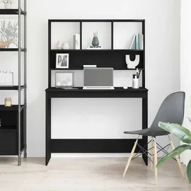 vidaXL Schreibtisch mit Regalen Schwarz Eichen-Optik