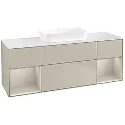 Villeroy und Boch Finion Waschtischunterschrank F741HHHH 160x60,3x50,1cm, Regale sand matt lacquer, Sand Matt Lacquer