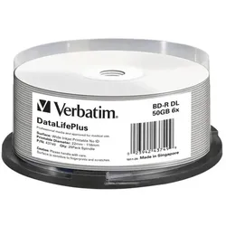 1x25 Verbatim BD-R Blu-Ray 50GB 6x Speed printable Cakebox