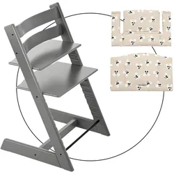 Stokke® TRIPP TRAPP® Bundle Treppenhochstuhl inkl. Sitzkissen Classic Mickey Signature, grau