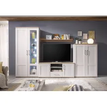 HBZ Wohnwand ROMANCE, Sibiu Lärche Dekor - Eiche Sanremo Dekor - 4-teilig - LED-Beleuchtung