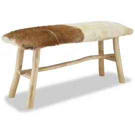 vidaXL Sitzbank Echtleder Teak