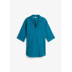 bonprix Leinen-Bluse 3/4-Arm, petrol, 34, Leinen