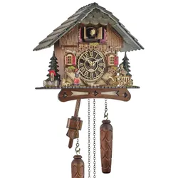 Trenkle -Kuckucksuhr Quarz Laufwerk Schwarzwaldhaus Schwarzwaldfrau mit Beleuchtung 26cm- 7205 QM HZZG