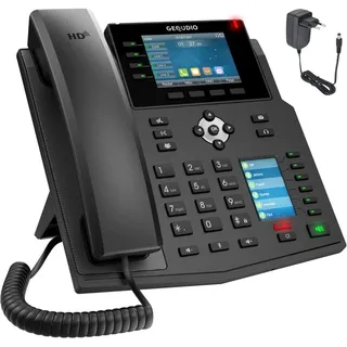 GEQUDIO GX5+ IP-Telefon Set mit Netzteil Telefon Schwarz