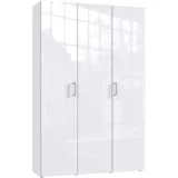 WIMEX Kleiderschrank WIMEX "Mugano,in 3 Breiten, 2 Tiefen, viele Farben, Made in Germany", front hochglanz lack weiß, korpus weiß, griffe alufarben, Schränke, Kinder, Weiß, B/H/T: 120cm x 185cm x 40cm, Ohne Spiegel, Basic, Holzwerkstoff, Kleiderschrank, mit