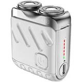 Beard Shaver Mini and Portable Suitcase Design, Rasierer Herren Elektrisch, Elektrischer Nass- und Trockenrasierer für Männer, Wasserdicht Kabellos Bart Rotationsrasierer für Gesicht (Silber)