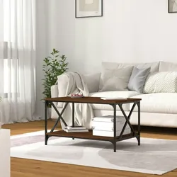 vidaXL Couchtisch Braun Eichen-Optik 80x50x45 cm Holzwerkstoff Eisen