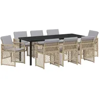 vidaXL Garten Essgruppe 9-tlg. Beige