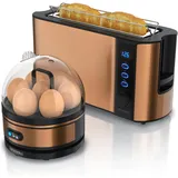 Arendo Frühstücks-Set 2-Scheiben Langschlitz Toaster Kupfer