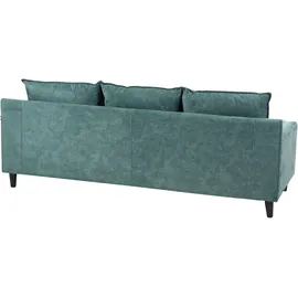 Beliani Ecksofa Blaugrün aus Samtstoff L-Förmig Rechtsseitig Universal Traditionell Wohnzimmer - Blau/Schwarz