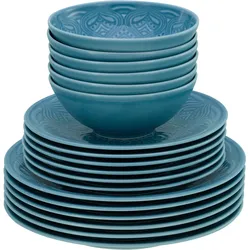 Teller-Set CREATABLE "Orient Mandala", blau, 18 tlg., Porzellan, Geschirr-Sets, Speiseteller, Dessertteller und Schalen im Set