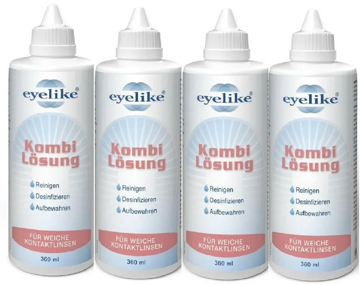 eyelike Kombi-Lösung 4x 360ml Kontaktlinsen Reinigung