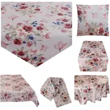 texpot Tischdecke Tischläufer Druck Blütenmeer Rosen Blumen Frühling, bedruckt rosa rechteckig | 40 cm x 90 cm