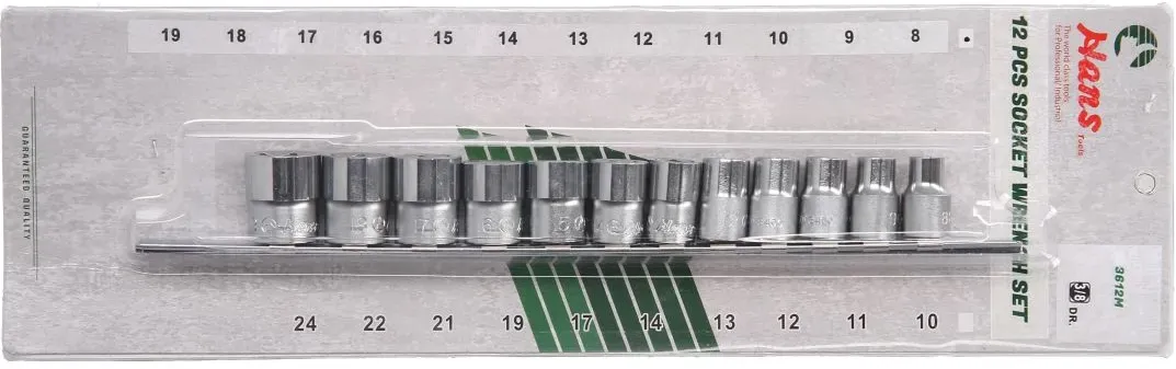 Juego de vasos HANS 3/8 pulgadas hexágono 12 piezas corto