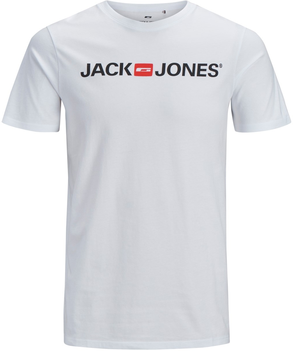 Jack & Jones Herren Rundhals T-Shirt JJECORP LOGO Slim Fit Weiß 12184987 6XL