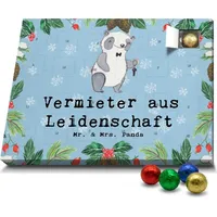 Mr. & Mrs. Panda Schoko Adventskalender Vermieter Leidenschaft - Blau Pastell - Geschenk, Abschied, Firma, Schokoladen Adventskalender, Schenken - Blau