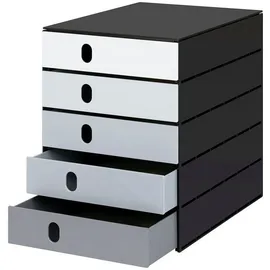 Styro Schubladenbox styroval color flow 24,3 x 32,3 x 33,5 cm 5-tlg. grau/schwarz