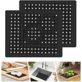 YQBFTC 2 Stück spülbeckeneinlage Gummi,31.4 x 26cm Spülbeckenmatte,Einlagen für spülbecken Matte,Sink Mat Spülmatte für Küche und Bad Spülbecken,Schützt die Oberfläche der Spüle und Geschirr(Schwarz)