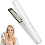 Glätteisen Kabellos, 2 in 1 Mini Haarglätter für Unterwegs Mini Haarglätter Und Lockenstab mit USB-C Aufladung Kompakter Tragbarer Keramik-Haarglätter zum Locken und Glätten mit LCD-Display (White)